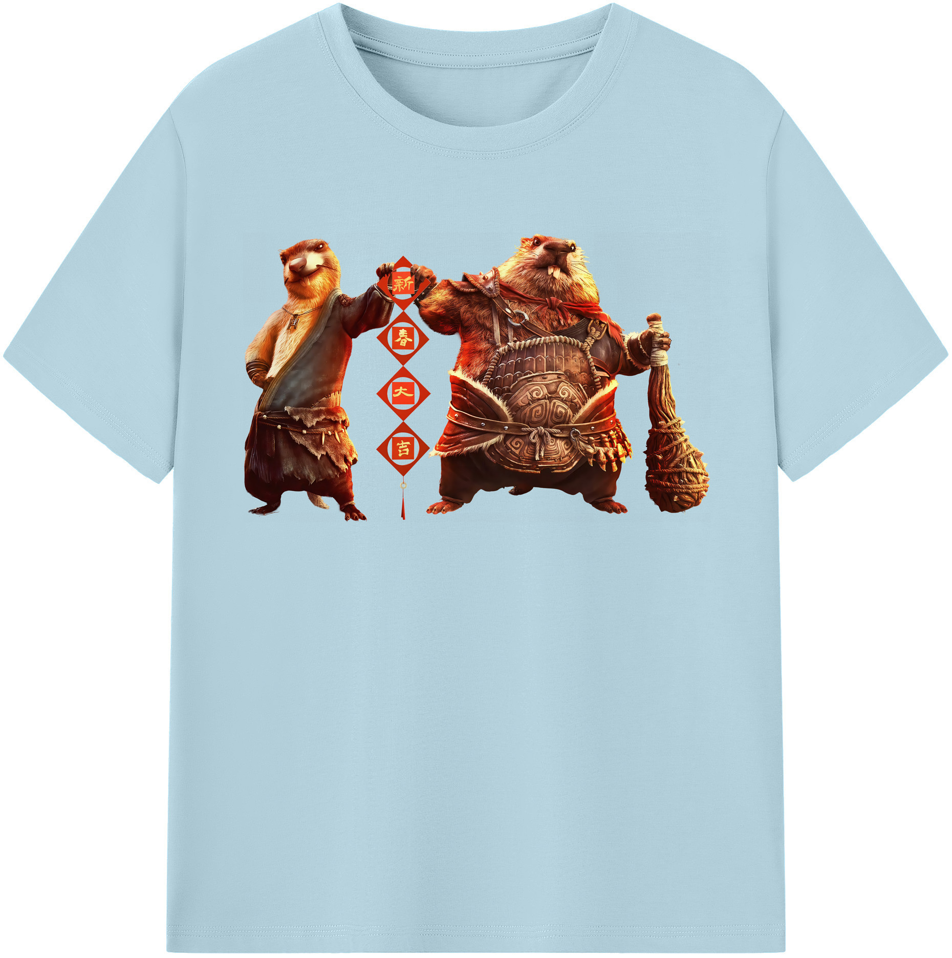 （画像用） Ne Zha 2 ナタ 魔童の大暴れ 綿100％半袖Tシャツ（フロントプリント）